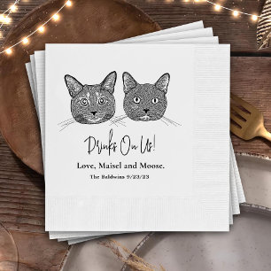 Couple Pet Hand Drawing Drinks on Me Napkins