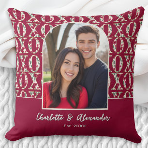 Couple Photo Arch XOXO Patterned Personalized Cushion