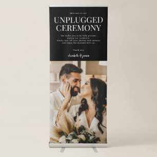 Couple Photo Black Unplugged Wedding Ceremony Sign