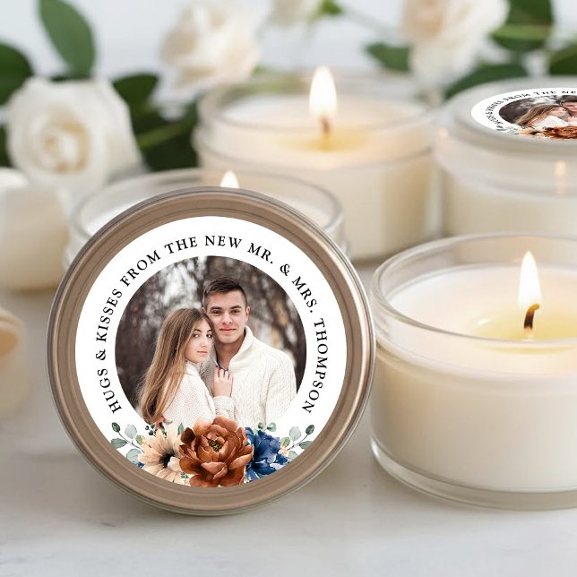 Couple photo customisable wedding thank you favour classic round sticker (Couple photo customizable wedding thank you favor classic round sticker)