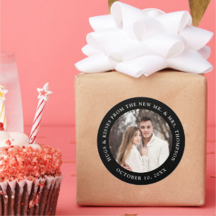 Couple photo customisable wedding thank you favour classic round sticker
