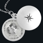 Couple Photo Damask Locket<br><div class="desc">This silver plated photo locket is ready for you to insert your own photo and change the text. This adorable necklace is perfect as a gift for friends and family, or buy one for yourself. The image and text is fully CUSTOMIZABLE. Click "customise" to adjust photo size or text size....</div>