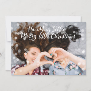 Couple Photo Fairy Lights   Funny Holiday Greeting