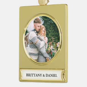 Couple Photo Gold Plated Banner Ornament