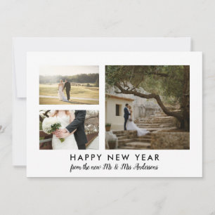 Couple Photo Happy New Year Minimalist Holiday Card