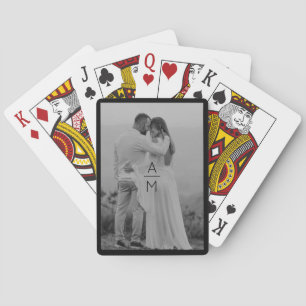 Couple Photo Initials 1st Christmas Married Couple Playing Cards
