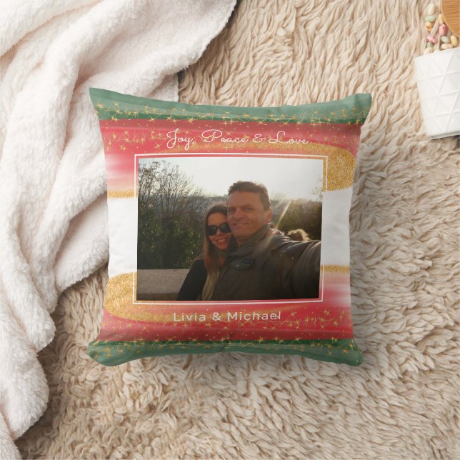Couple Photo Merry Christmas  Cushion (Blanket)