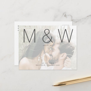 Couple Photo Monogram Modern Save the Date Announcement Postcard