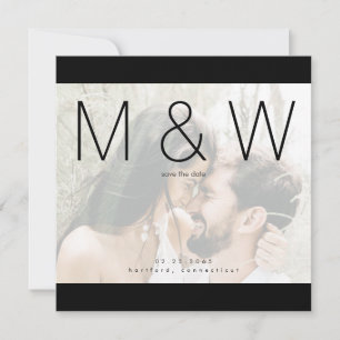 Couple Photo Monogram Modern Square Save the Date 