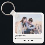 Couple Photo Music Plaque Favourite Song QR Code  Key Ring<br><div class="desc">Couple Photo Music Plaque Favourite Song QR Code Keychain</div>