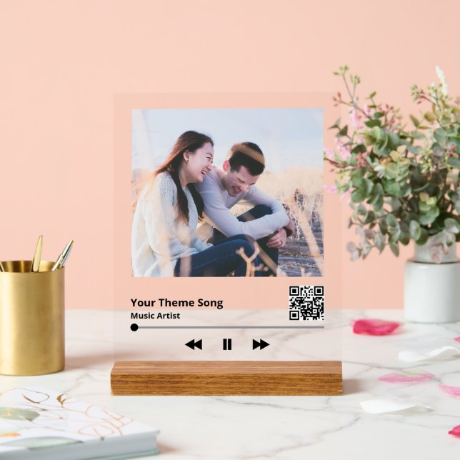 Couple Photo Music Plaque QR Code  Acrylic Sign (Wedding)