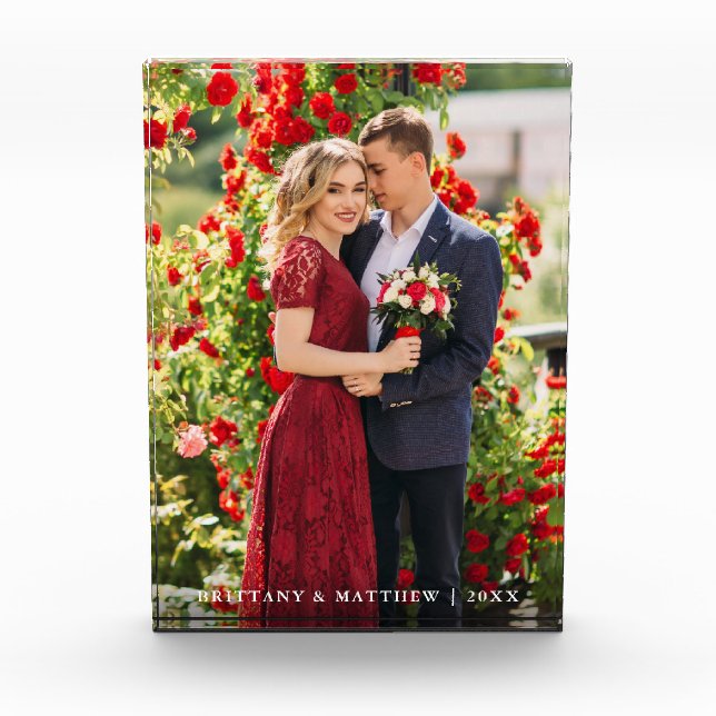 Couple Photo Names Year Block (Front)