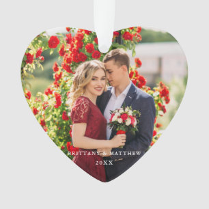 Couple Photo Names Year Heart Ornament