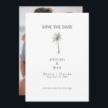 Couple Photo Palm Tree Save the Date<br><div class="desc">Palm Tree Save the Date Card.  White background.  Digital option.  Couple Photo.</div>
