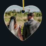 Couple Photo Quote Who You Have Beside You Heart Ceramic Tree Decoration<br><div class="desc">A heart shape ornament with romance in mind for any time of the year! Easily swap in your favourite picture of the two of you on the front and on the back lovely words It doesn’t matter where you go It’s who you have Beside You. You can personalise the words...</div>