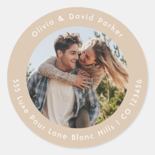 Couple Photo  Return Address Classic Round Sticker