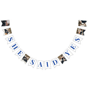 Couple Photo Royal Blue Bridal Shower Bunting