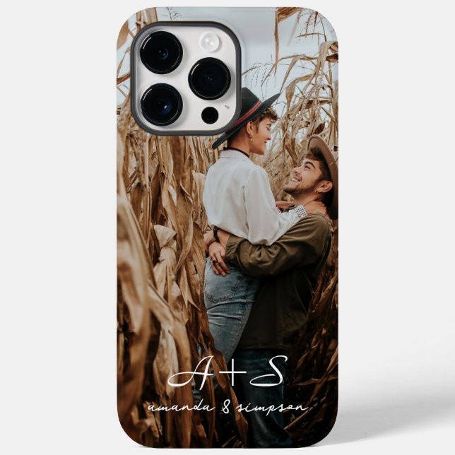 Couple Photo Script Names Monogrammed Case-Mate iPhone Case (Back)