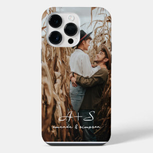 Couple Photo Script Names Monogrammed iPhone 14 Pro Max Case