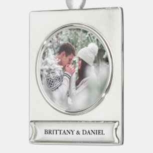 Couple Photo  Silver Plated Banner Ornament