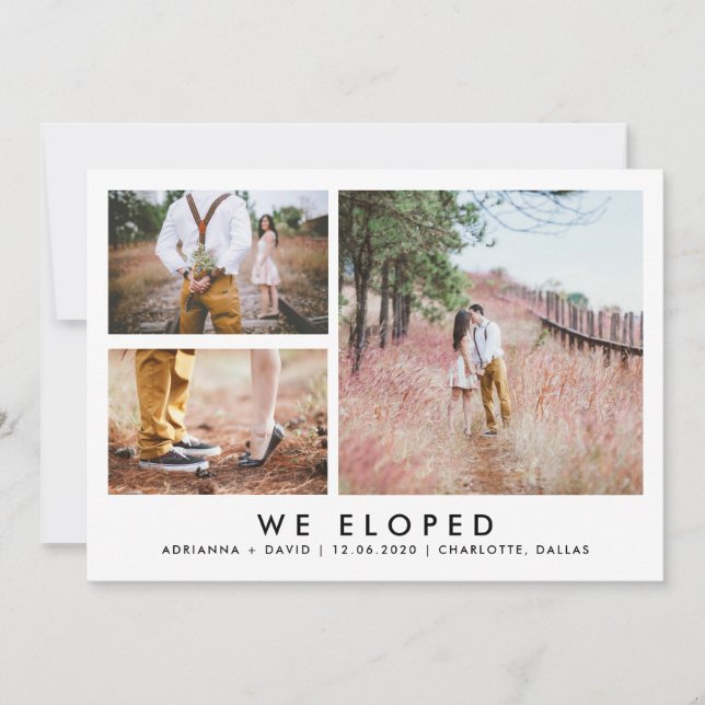 Couple Photo Wedding | We Eloped | Minimalist Thank You Card (Front)