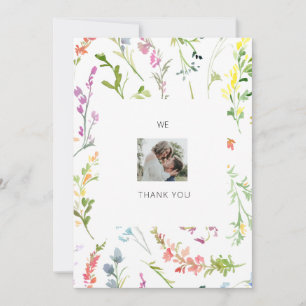Couple Photo Wedding Wildflower Thank You Card