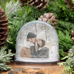 Couple Photo Winter Snow in Love Bridal Shower Snowglobe