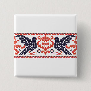 Couple pigeons 15 cm square badge