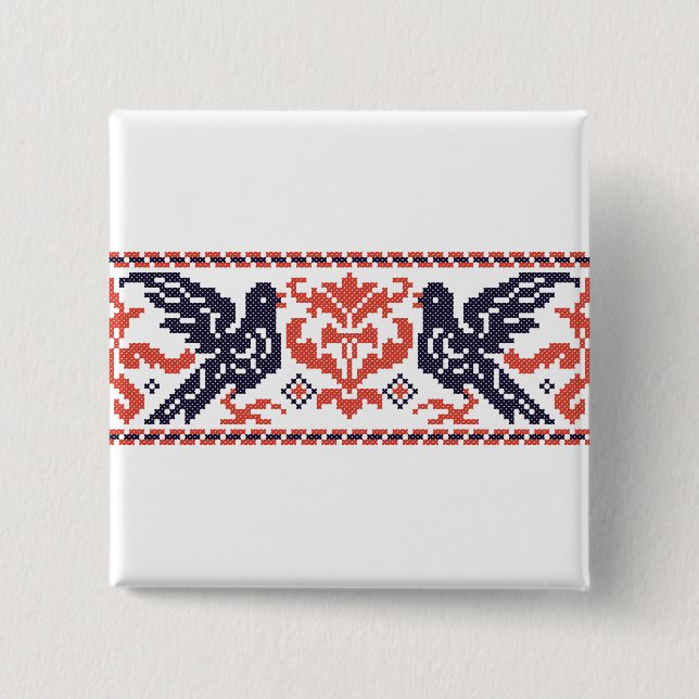 Couple pigeons 15 cm square badge (Front)