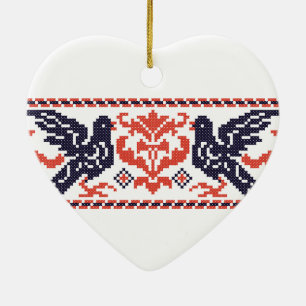 Couple pigeons ceramic tree decoration