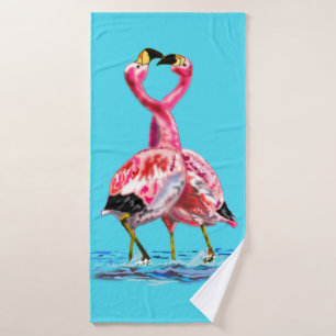 Couple Pink Flamingo Bath Towel