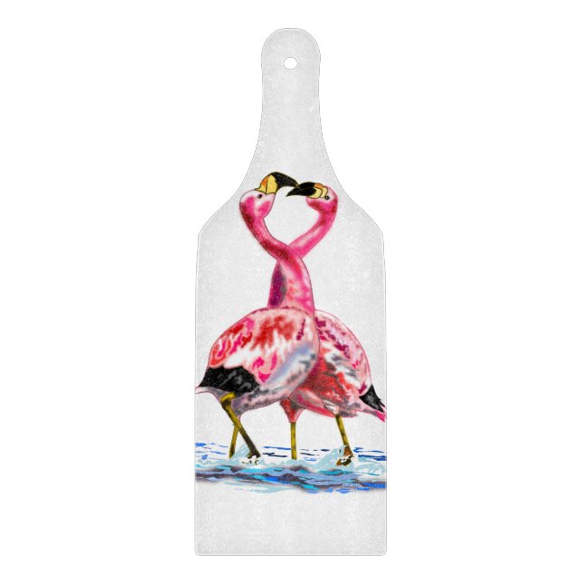 Couple Pink Flamingo Cutting Board (Front)