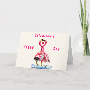 Couple Pink Flamingo Valentine's Day Card