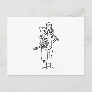 Couple Playing Tennis Postcard