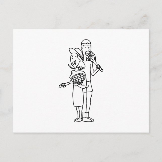 Couple Playing Tennis Postcard (Front)