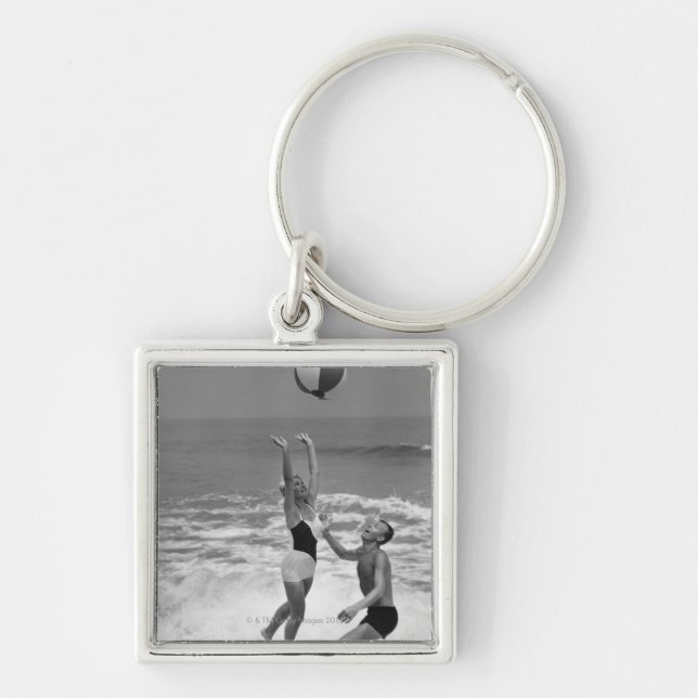 Couple Playing with a Beachball Key Ring (Front)