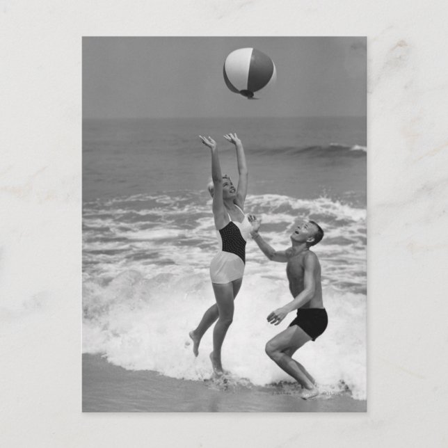 Couple Playing with a Beachball Postcard (Front)