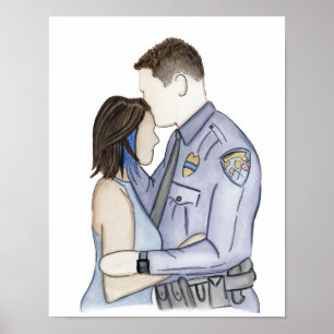 Couple Portrait Print- Police Officer and Wife Poster