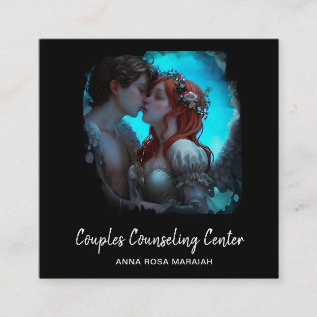 *~* Couple QR Angels Marital Counseling AP55  Square Business Card (Front)