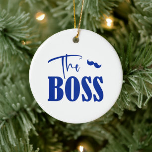 Couple quotes: The boss and the real boss Ceramic Tree Decoration