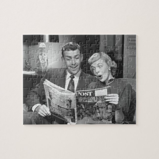 Couple Reading Magazine Jigsaw Puzzle (Horizontal)
