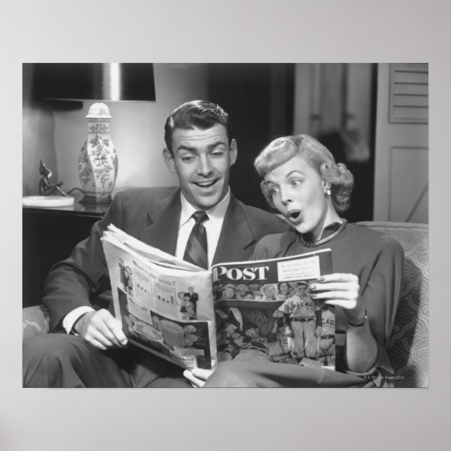 Couple Reading Magazine Poster (Front)