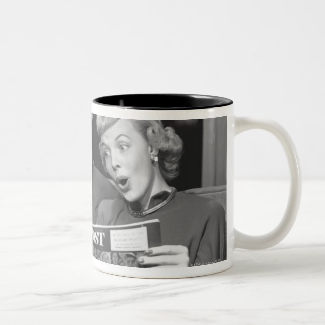 Couple Reading Magazine Two-Tone Coffee Mug (Right)