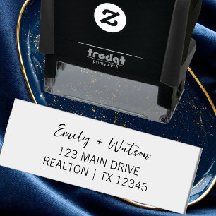 Couple Return Address Modern Minimalist Wedding Self-inking Stamp