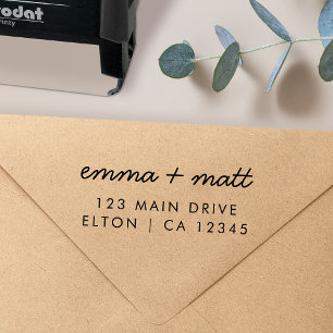 Couple Return Address Modern Minimalist Wedding Self-inking Stamp