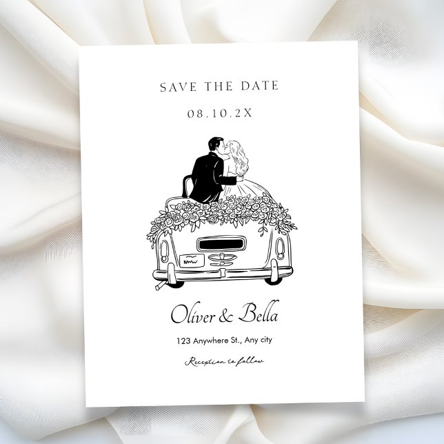 Couple ride a car wedding  invitation (Creator Uploaded)
