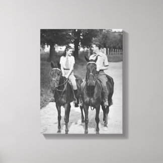 Couple Riding Horses Canvas Print