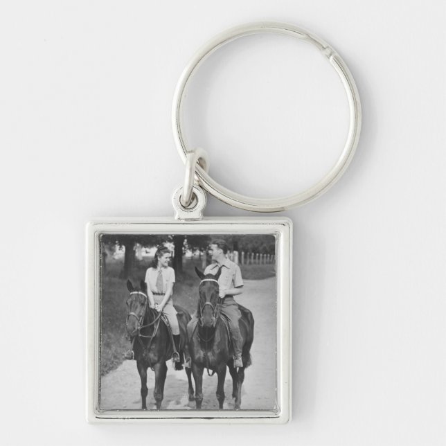 Couple Riding Horses Key Ring (Front)