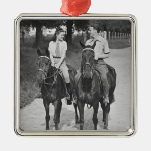 Couple Riding Horses Metal Tree Decoration