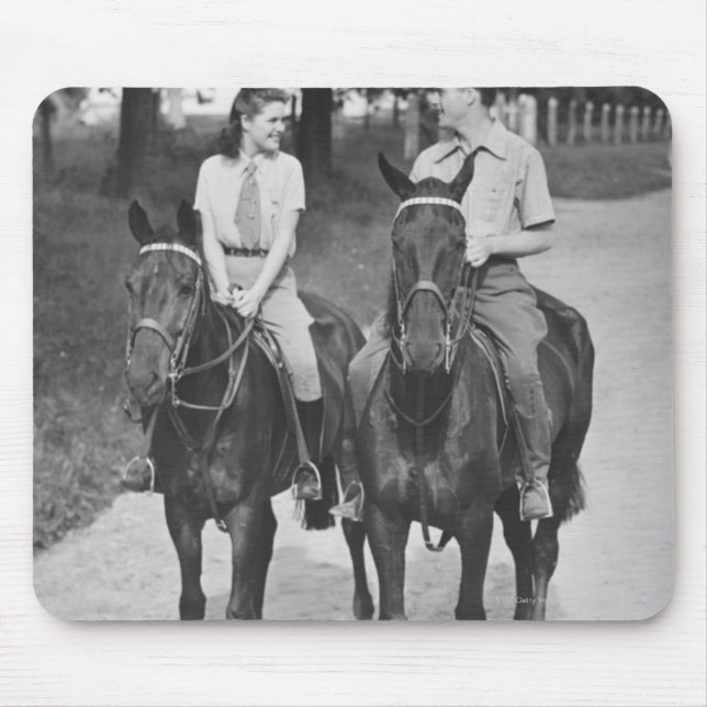 Couple Riding Horses Mouse Mat (Front)